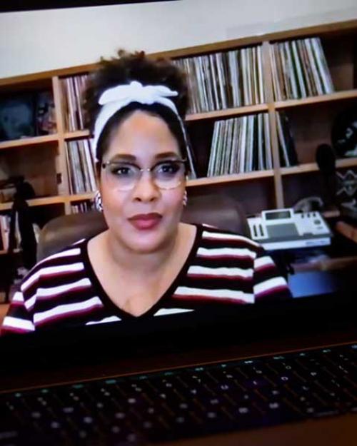 		Author Ijeoma Oluo, seen on a computer screen
	