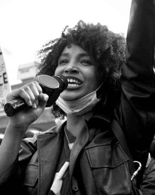 		woman at a protest
	