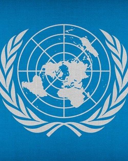 		Seal of the United Nations, sheaths of wheat encircling an image of the continents
	