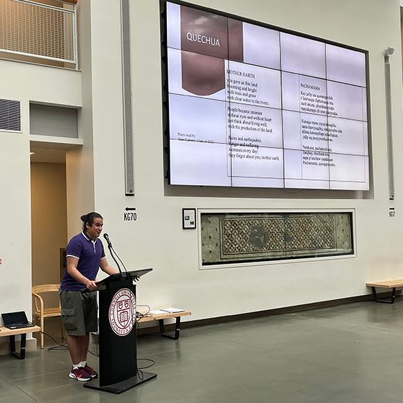 		Person standing at a podium
	