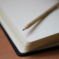  Pencil on a blank notebook page