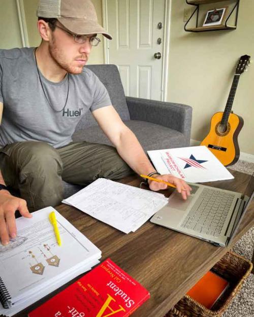 man working on a computer