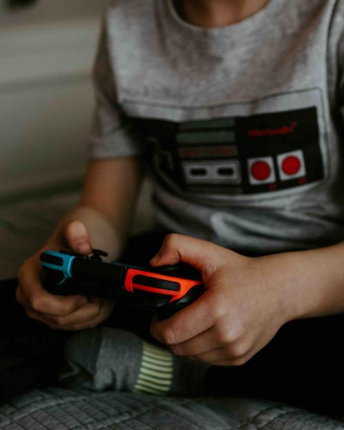		person holding a video game controller
	