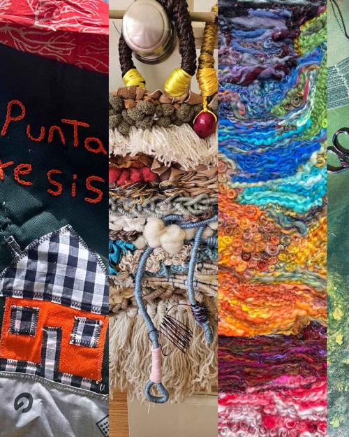		collage of different textile art
	