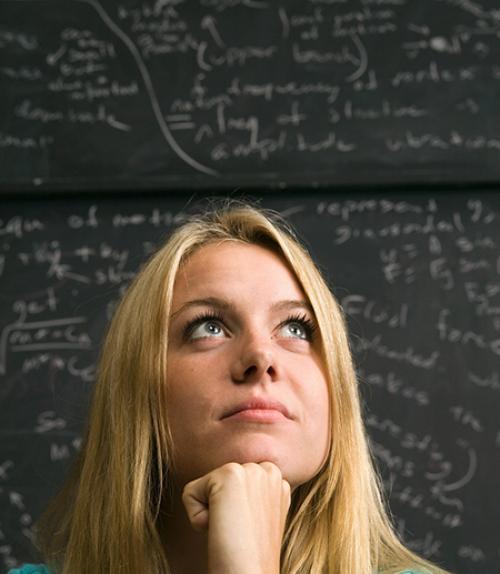  Student with math equations